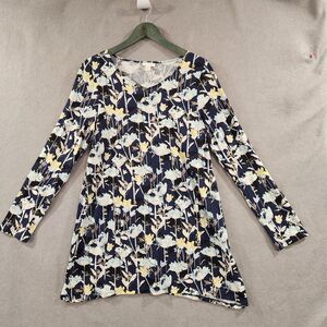 Pure Jill by J. JILL Tunic Top Women's M Floral Long Sleeve Kangaroo Pocket